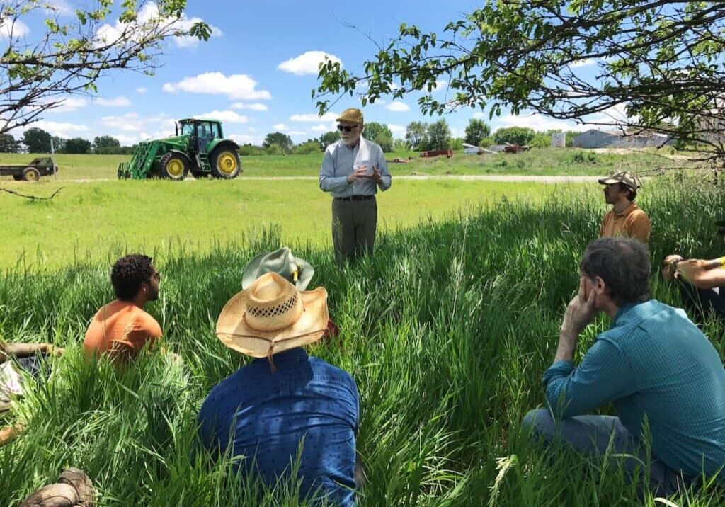 outside lecture in field at maharishi international university